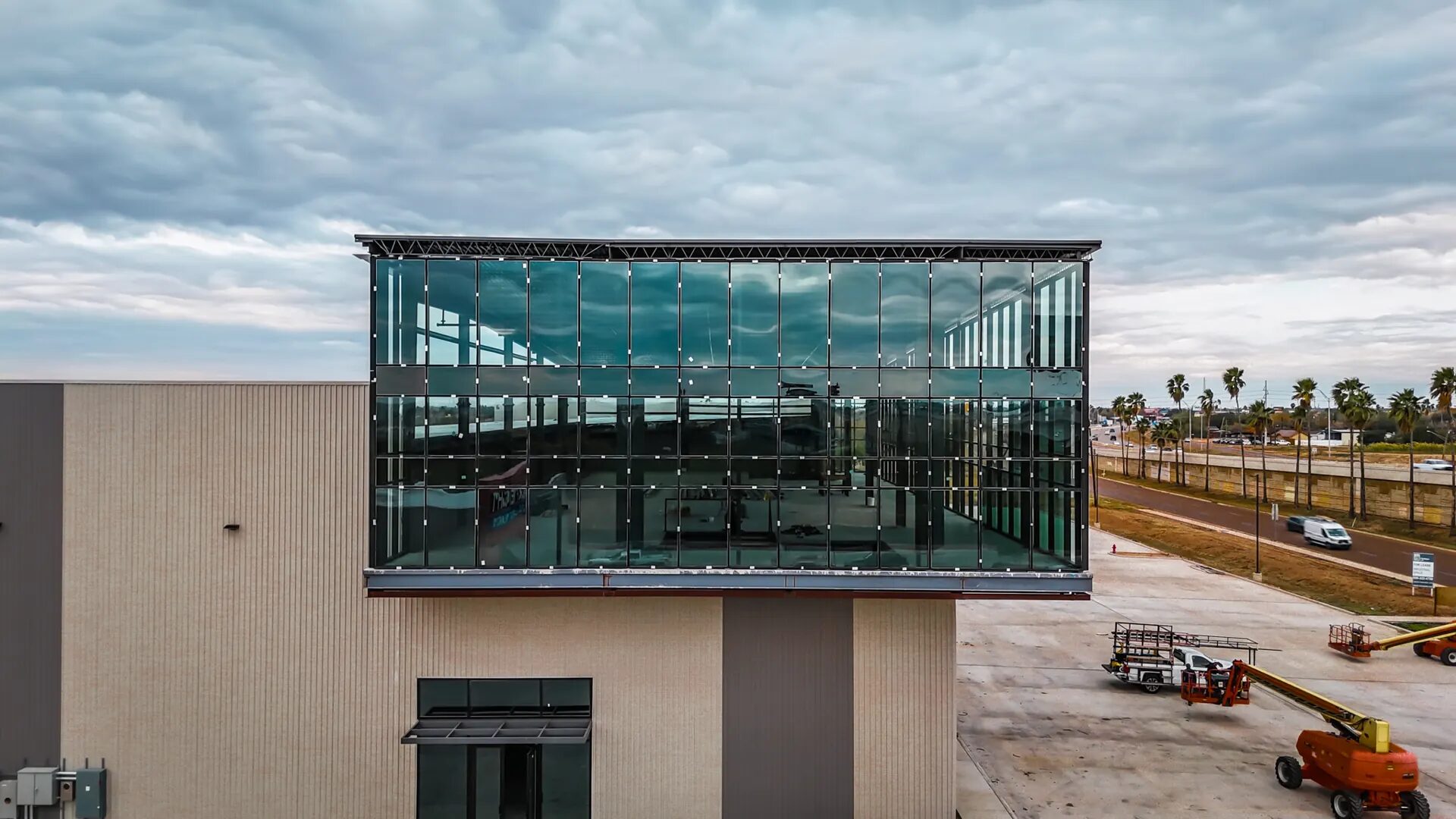 Two-story commercial glass facade installed by Tempertech